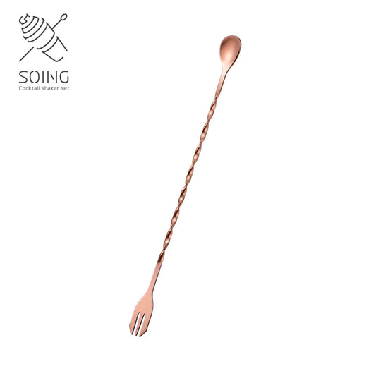 SOING Stainless Steel Trident Design Mixology Bar Spoon (Rose Copper)