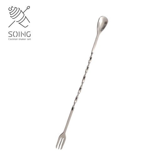 SOING Stainless Steel Trident Design Mixology Bar Spoon (Silver)