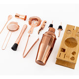 Soing 11-Piece Bartender Kit with Wooden Stand (Rose Copper)