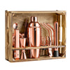 SOING Bartender Kit with Rustic Wood Stand (Rose Copper)