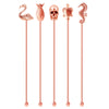 SOING 7.5" COPPER SWIZZLE STICKS STAINLESS STEEL STIRRERS SET OF 5