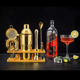 Soing 11-Piece Bartender Kit with Wooden Stand (Gold)