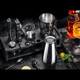 Soing Boston Bartender Kit with Stylish Bamboo Stand (Black)