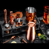 Soing Boston Bartender Kit with Stylish Bamboo Stand (Rose Copper)