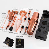 Soing Boston Bartender Kit with Stylish Bamboo Stand (Rose Copper)